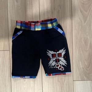 Kids Black Shorts with Colorful Waistband